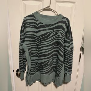 Aerie green zebra sweatshirt size small
